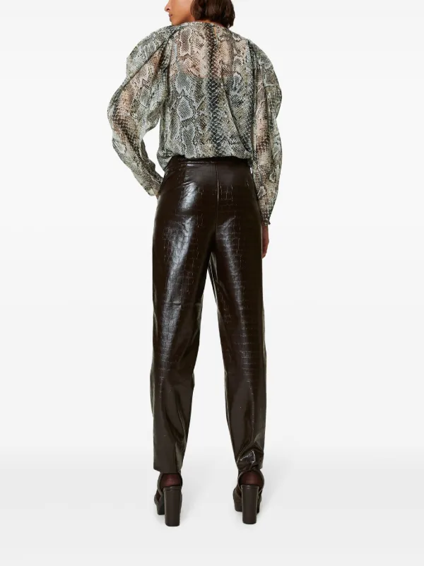 TWINSET クロコパターン アニマルフリーレザーパンツ | ブラウン