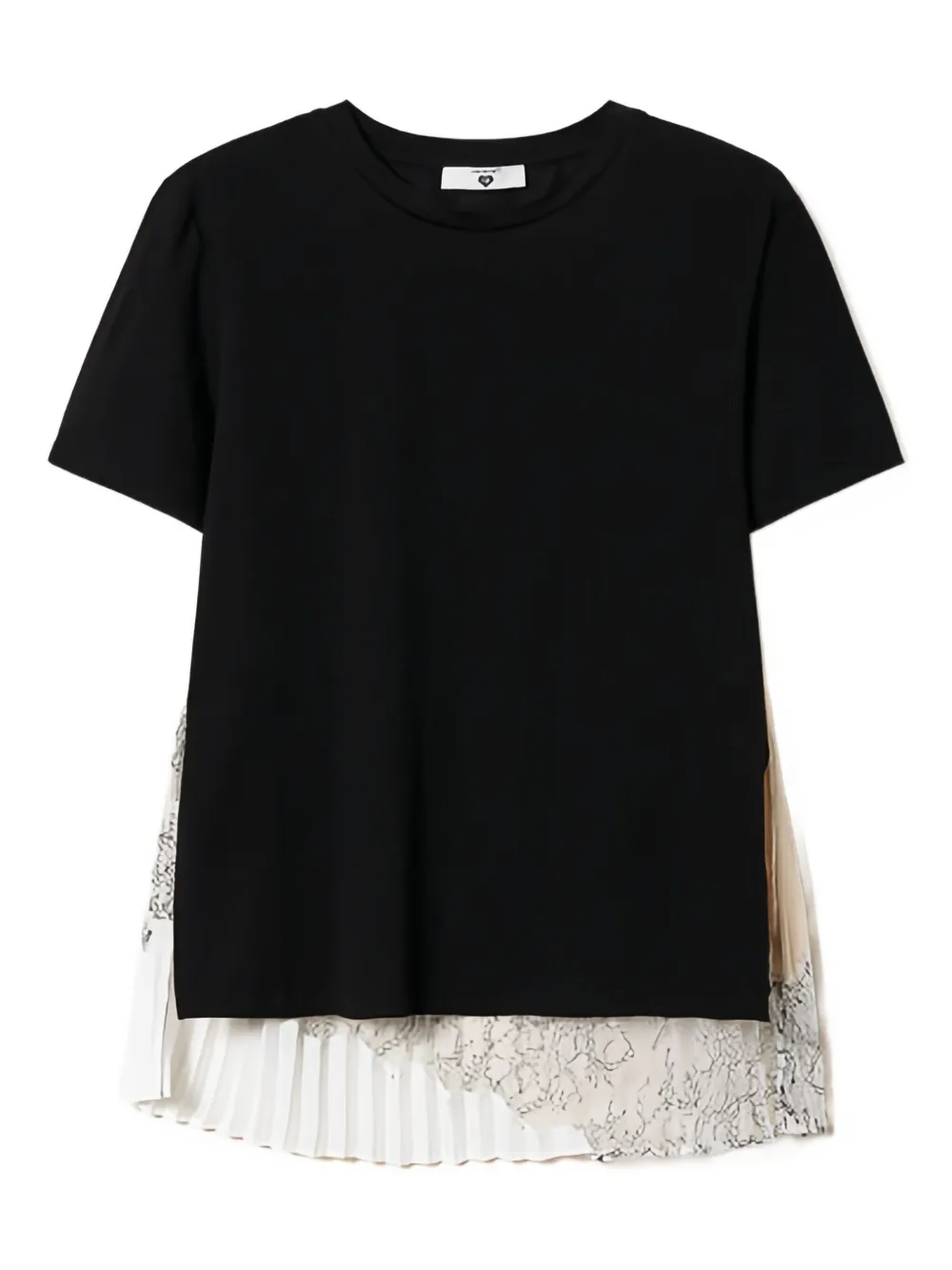 TWINSET pleated lace T-shirt | Black | Image 1