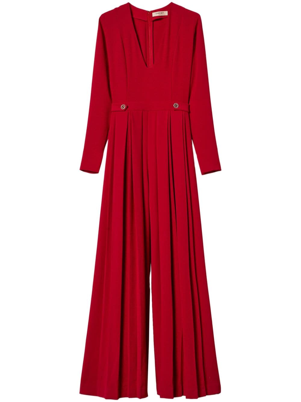 Twinset Pleated Jumpsuit In Red