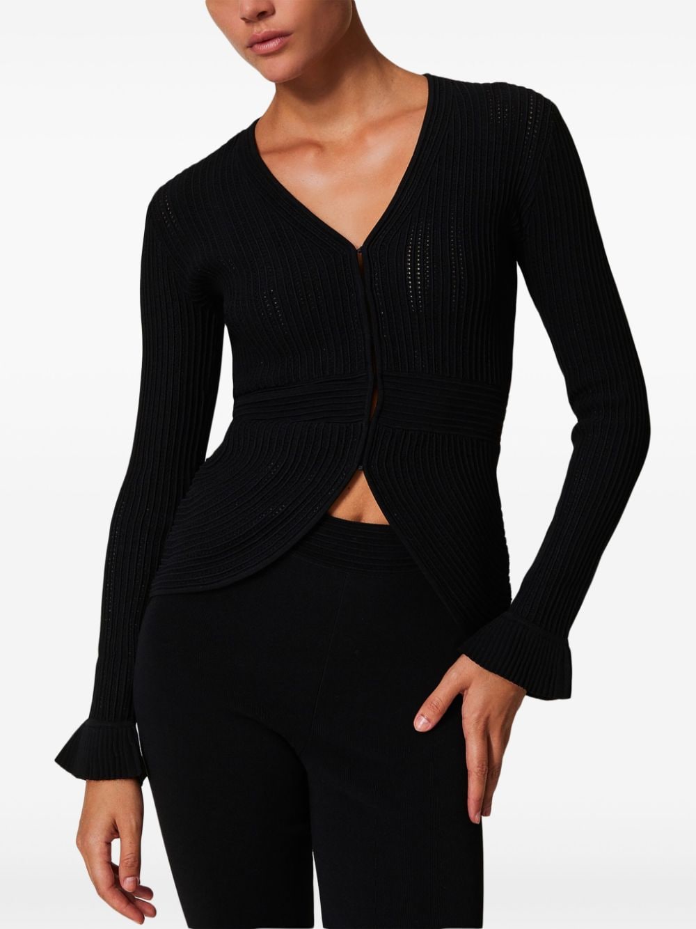 Shop Twinset Fitted Knit Cardigan In Black