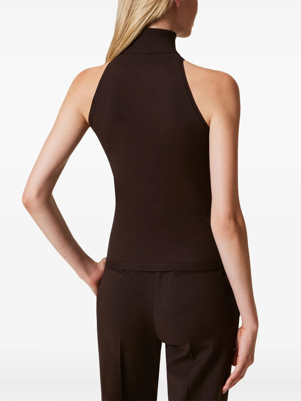 TWINSET Top met logoplakkaat Bruin