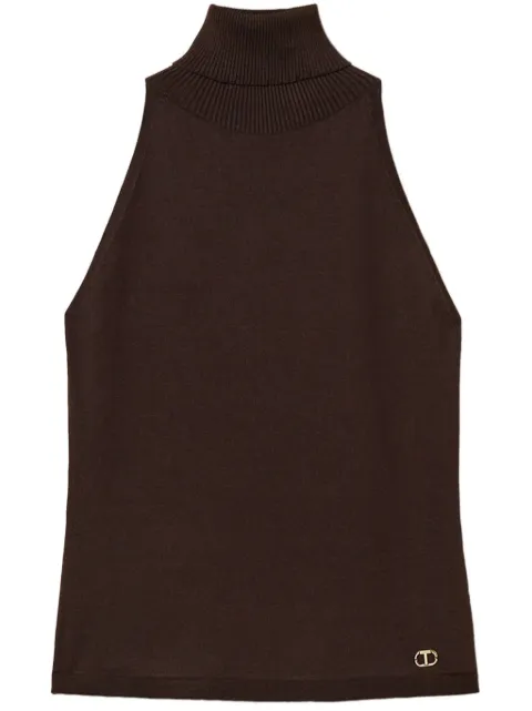 TWINSET logo-plaque knitted top