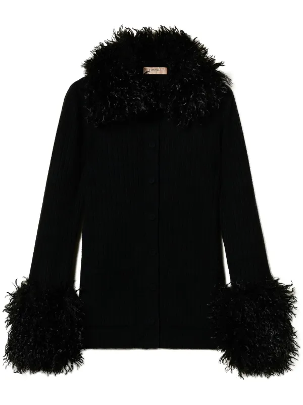 専用THINKFUR Fur×Knit Medium Cardigan 黒 美品 - メルカリ