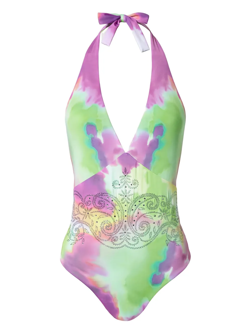 TWINSET tie-dye halter-neck swimsuit | Purple | Image 1