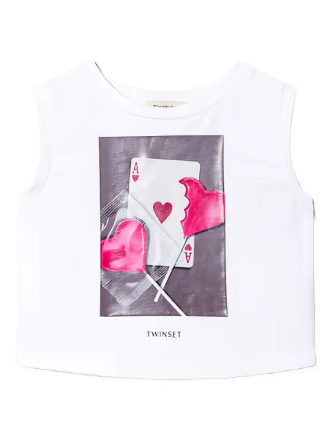 TWINSET Kids card-print sleeveless T-shirt