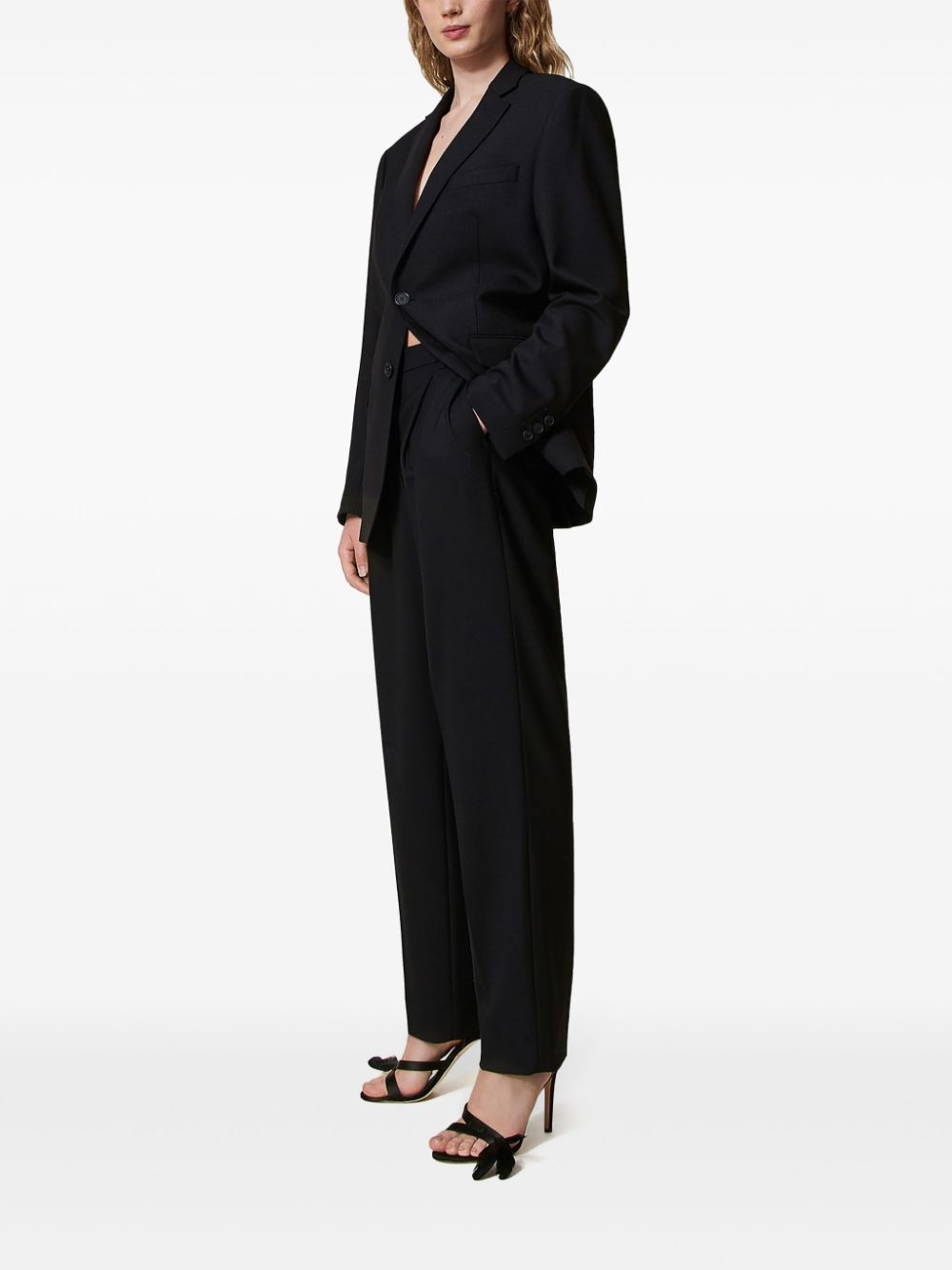 TWINSET PLEAT-DETAIL STRAIGHT-LEG TROUSERS 