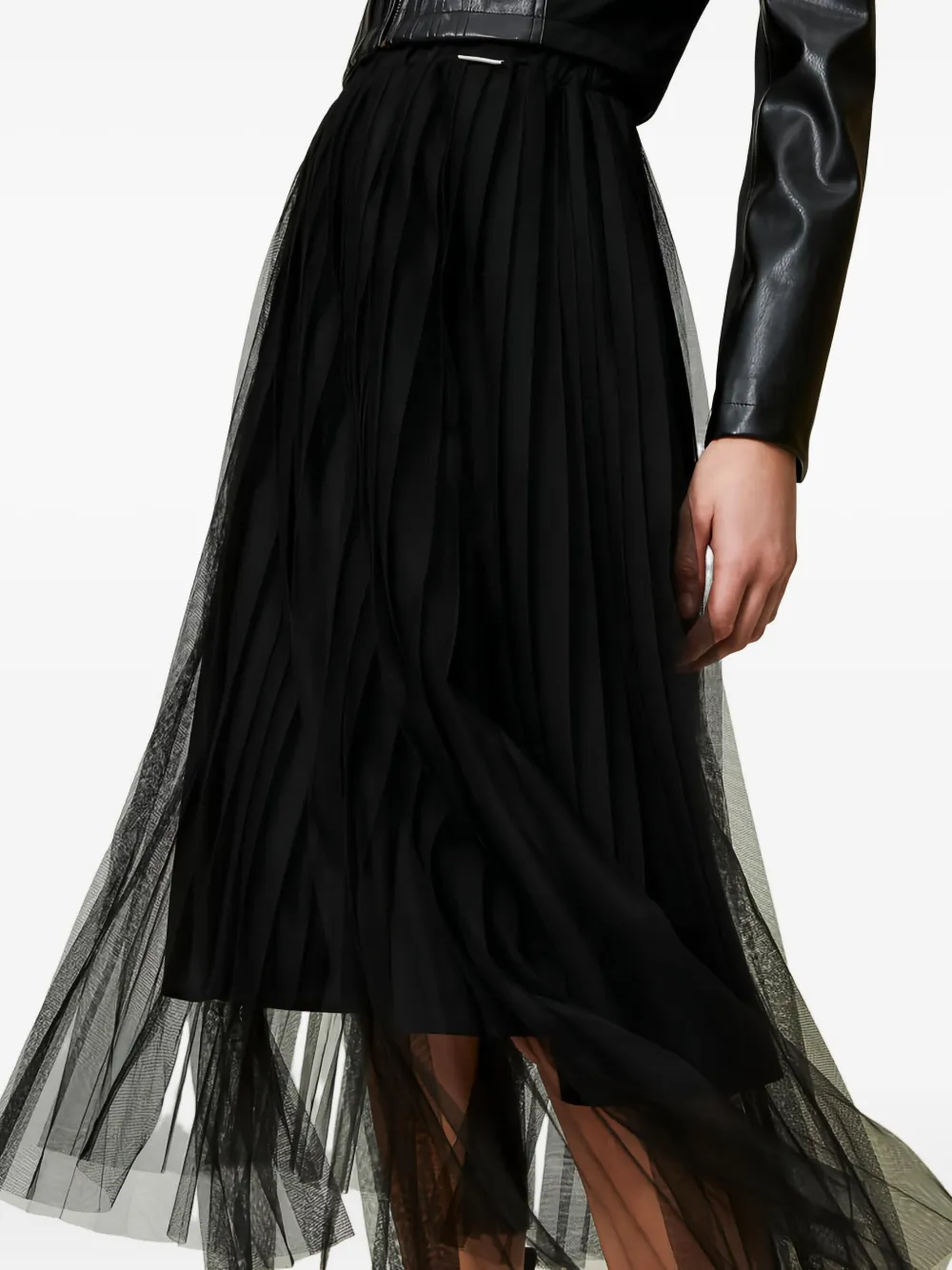 Twinset Pleated Midi Skirt In Black