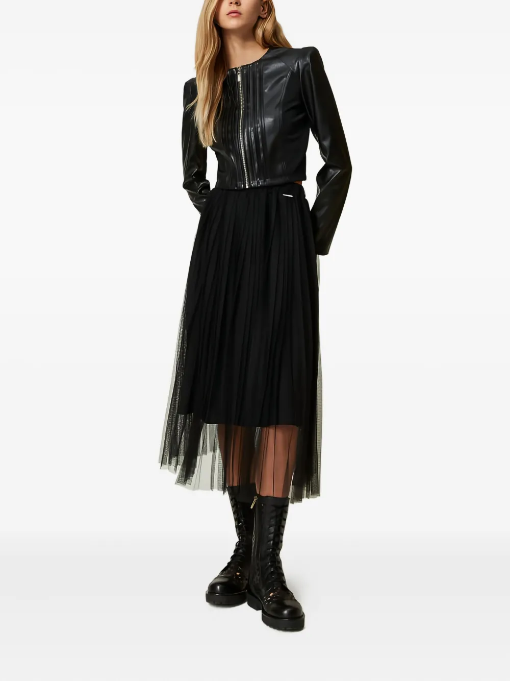 TWINSET pleated midi skirt - Zwart
