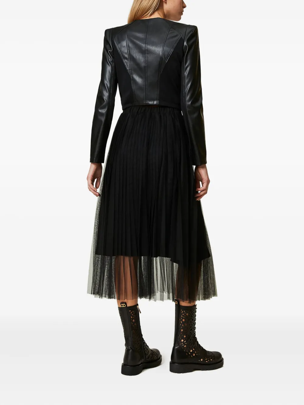 Twinset Pleated Midi Skirt In Black