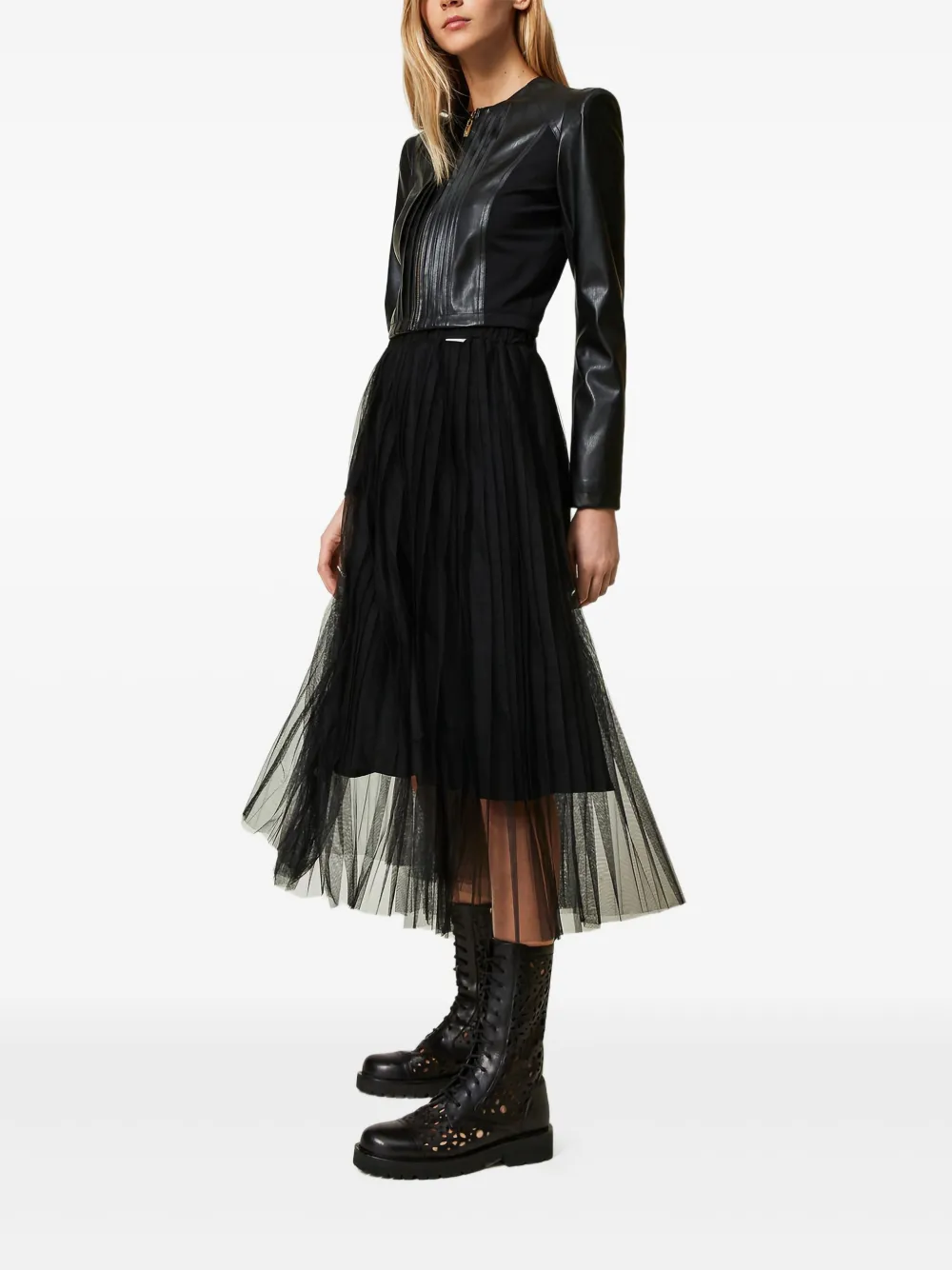 TWINSET Midi-plooirok Zwart