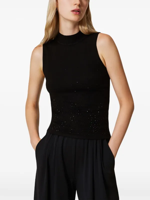 トップス S.S.S TWINSET crystal-embellished Knitted Top | Black | FARFETCH RO