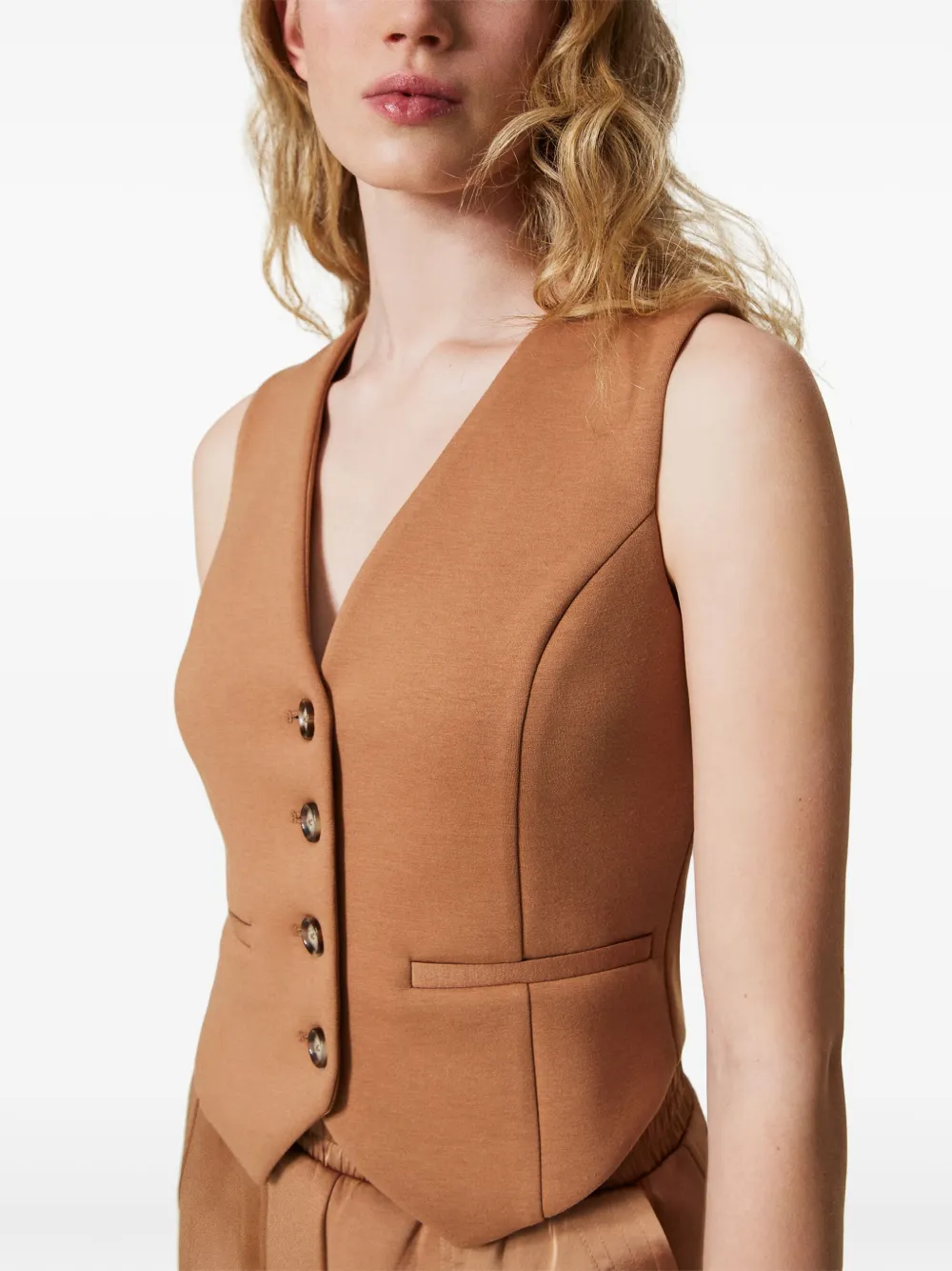 TWINSET Scuba jersey gilet Bruin
