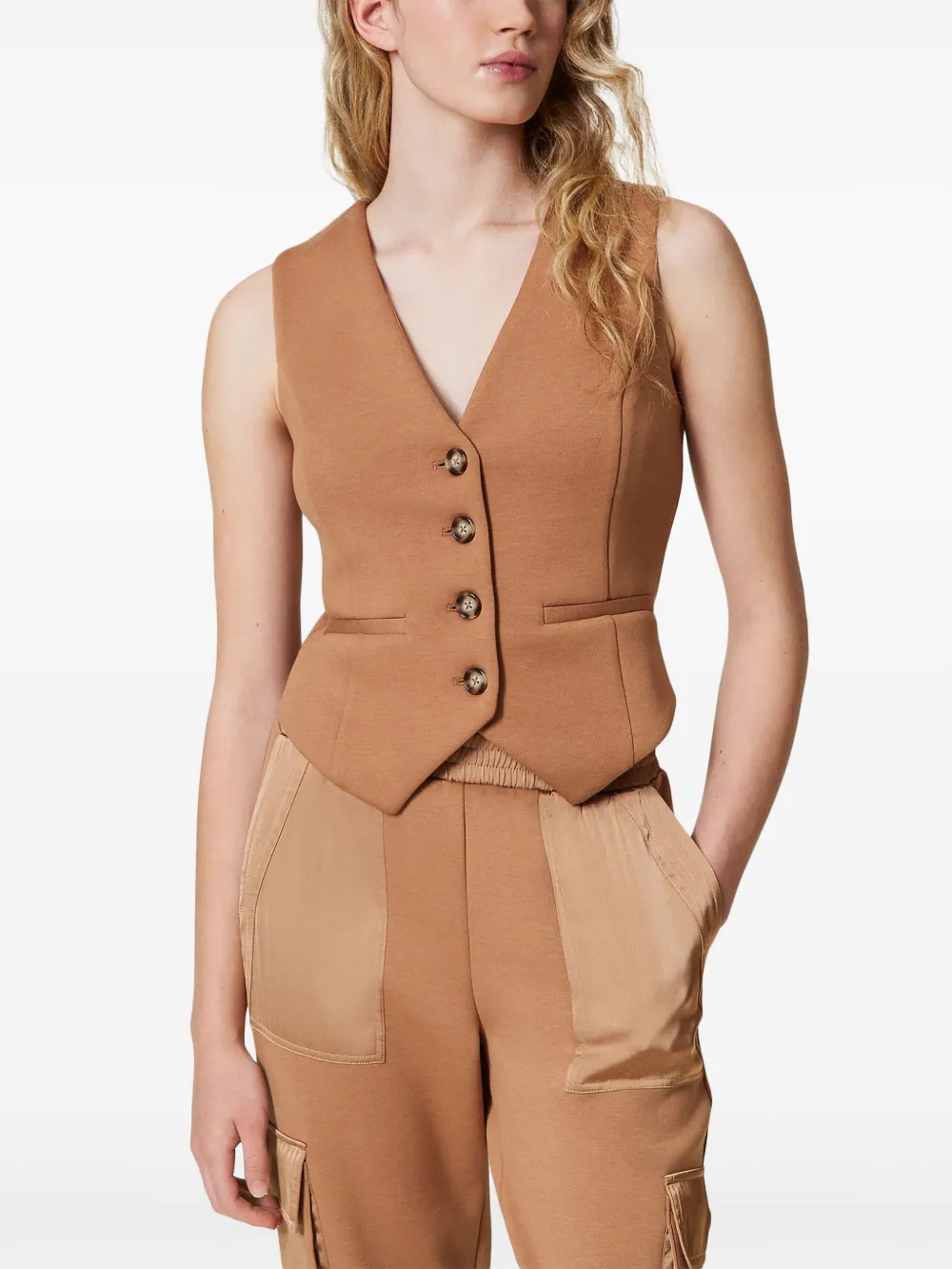 TWINSET Scuba jersey gilet Bruin