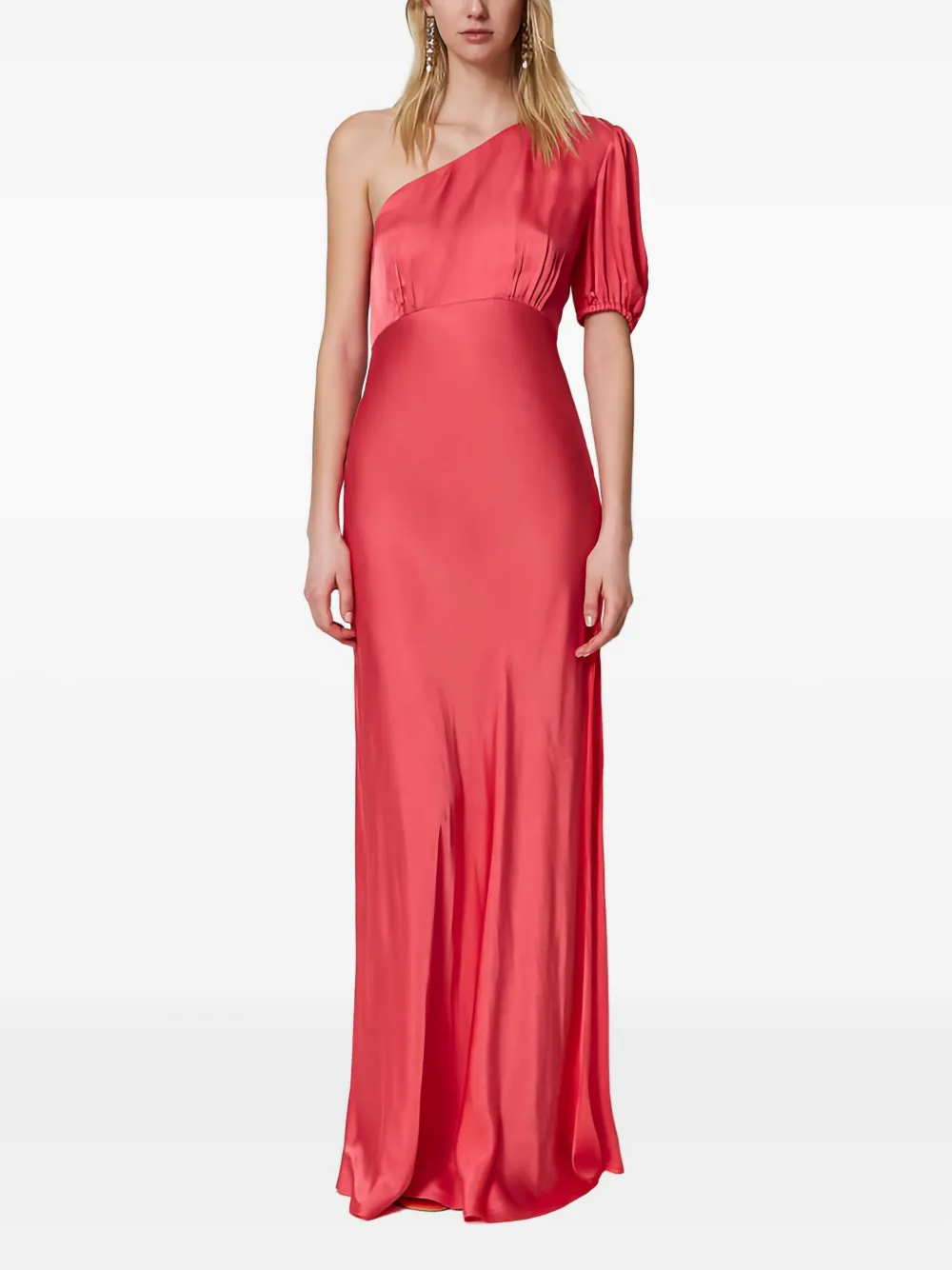 TWINSET one-shoulder puff-sleeve maxi dress - Roze