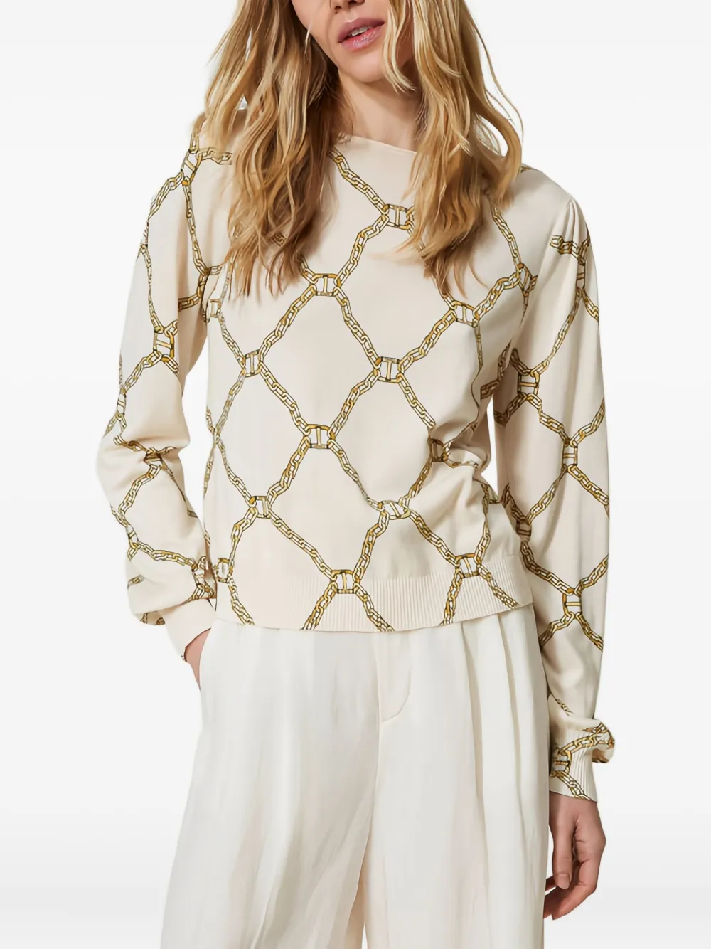 TWINSET chain-print keyhole sweater | Sweaters | Image 2
