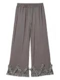 TWINSET fringe-trimmed palazzo trousers - Brown
