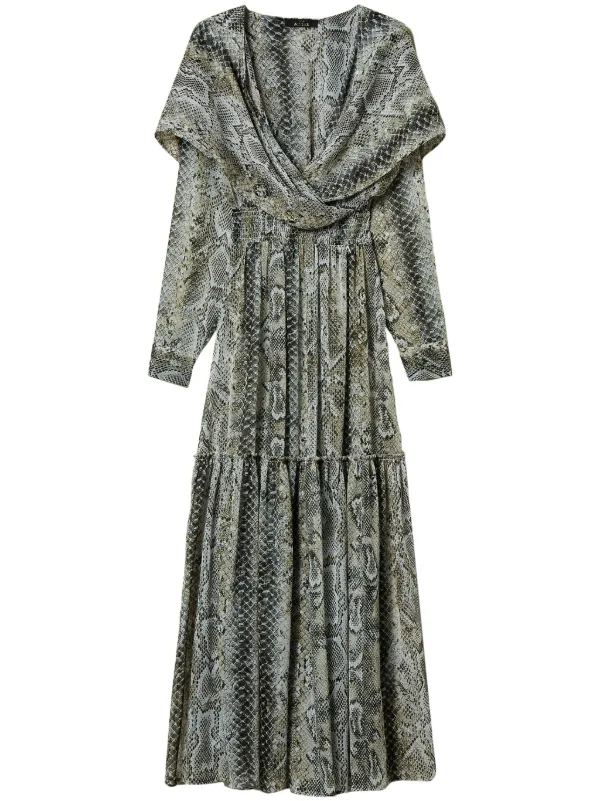 TWINSET snake-print Creponne Maxi Dress | Grey | FARFETCH