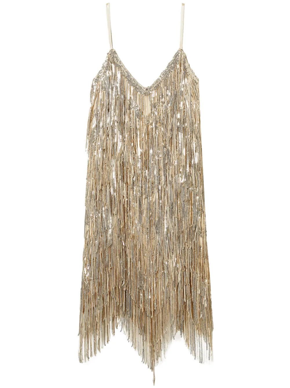 TWINSET MYFO mini-jurk met pailletten en franje Goud