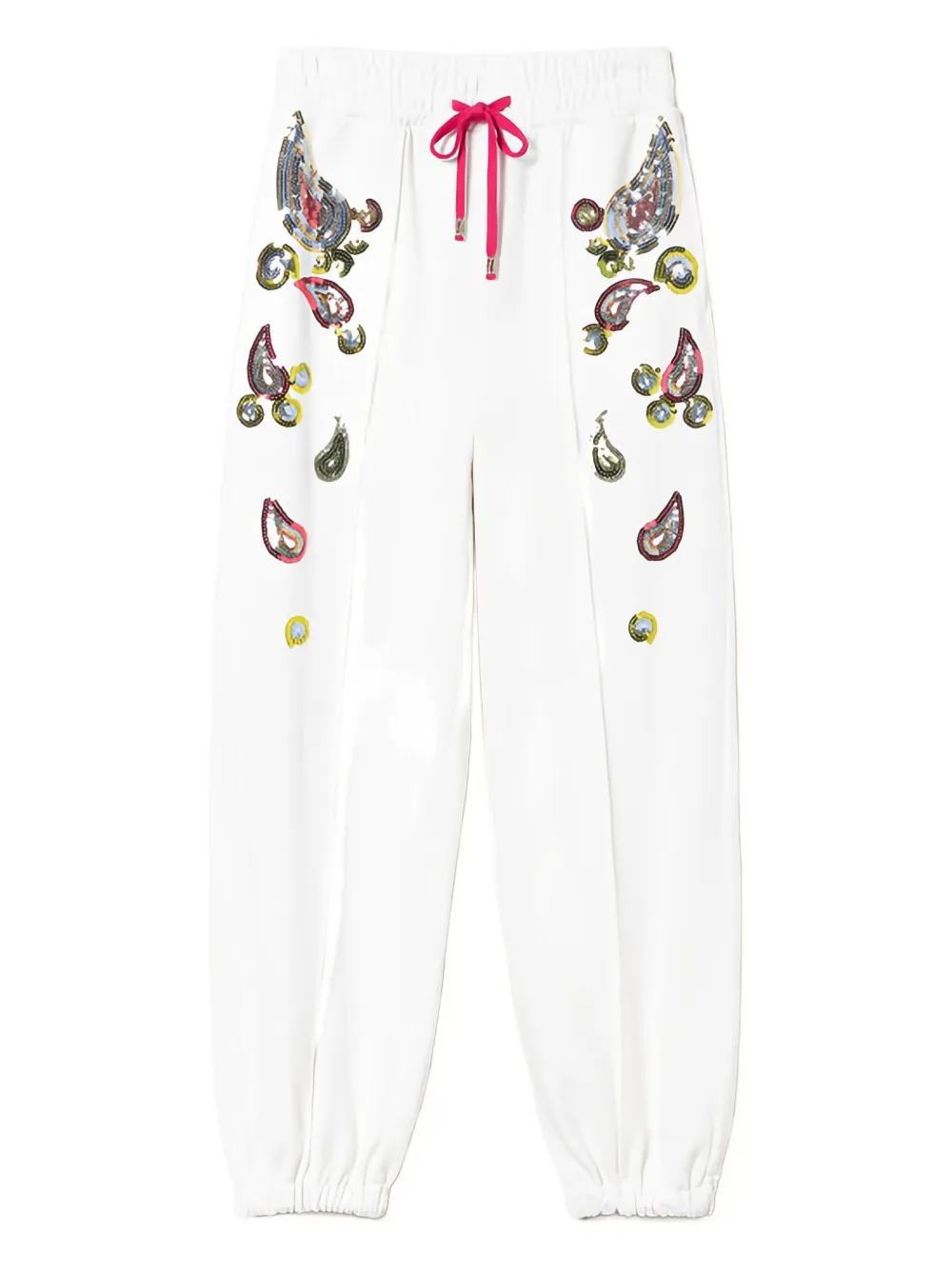 TWINSET paisley-sequin track pants - Bianco
