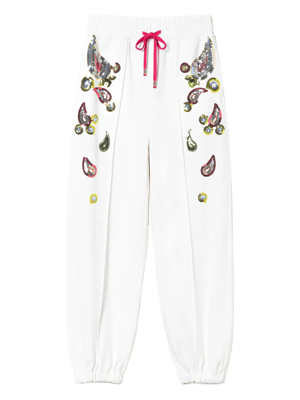 TWINSET paisley-sequin track pants | White | Image 1