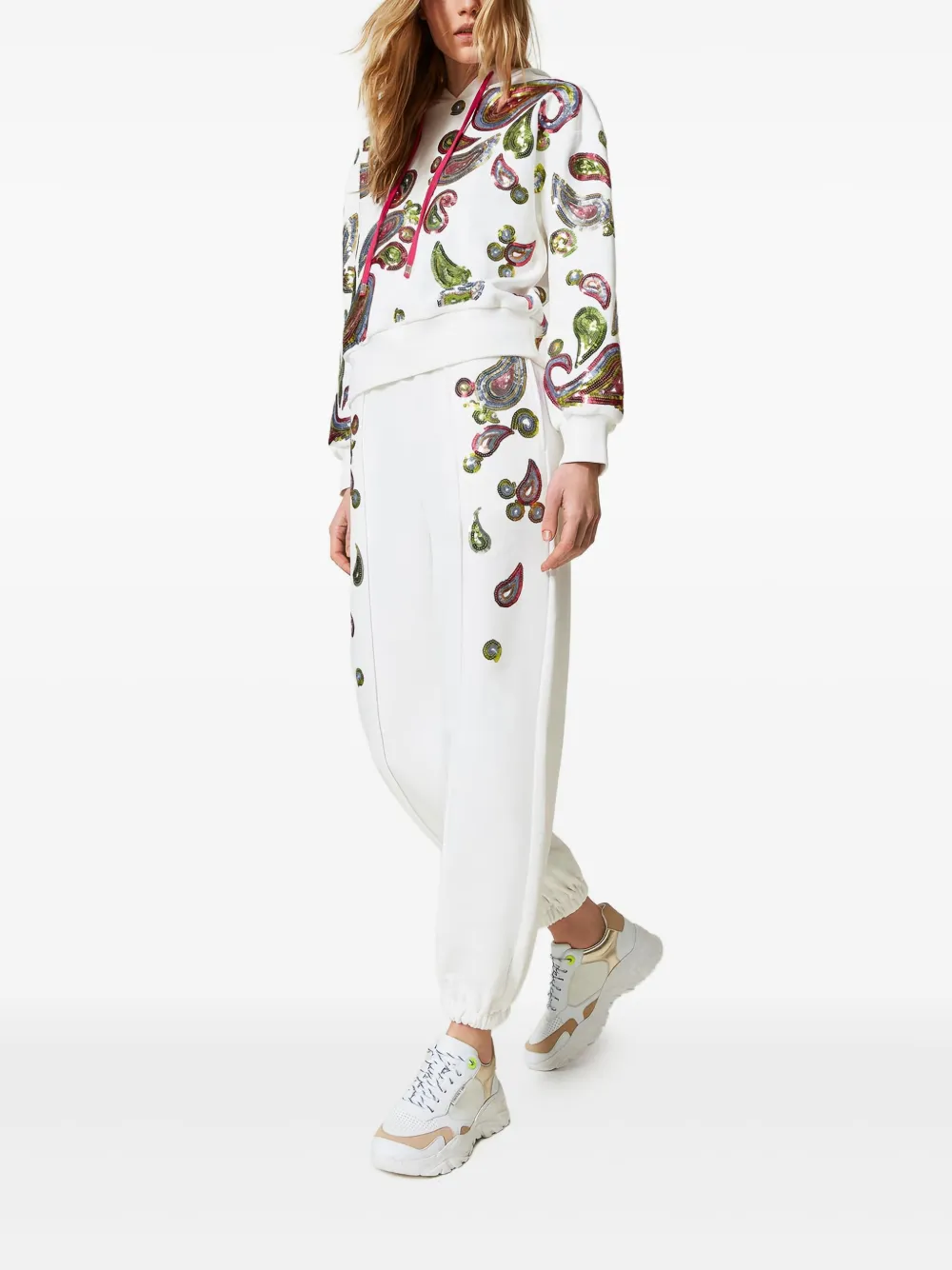 TWINSET Trainingsbroek met pailletten Wit