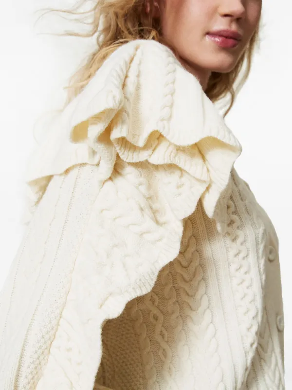 TWINSET ruffle-detail Cardigan | White | FARFETCH AO