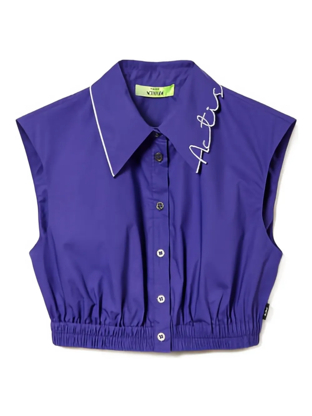 TWINSET embroidered-collar cropped cotton shirt | Purple | Image 1