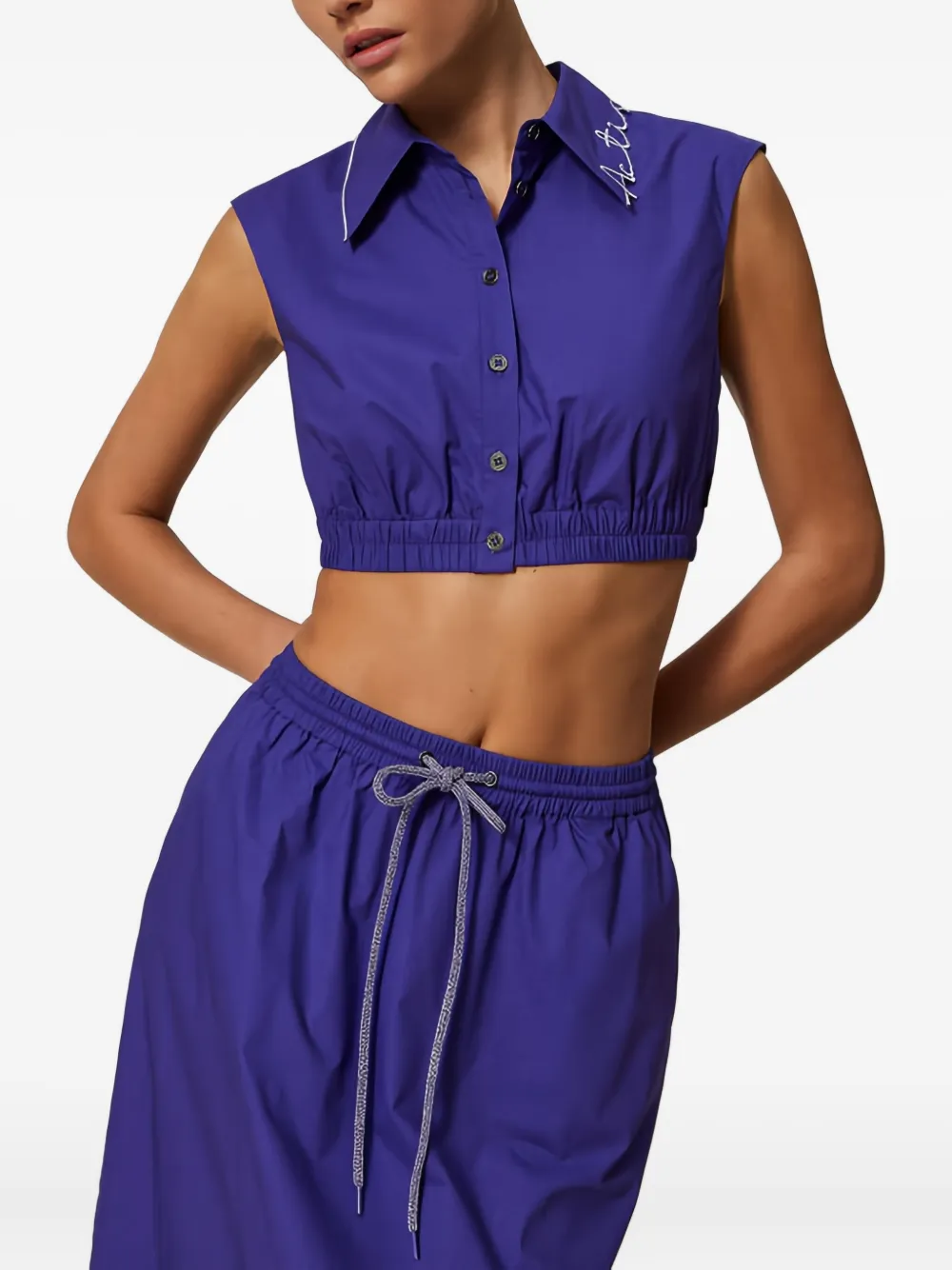 TWINSET embroidered-collar cropped cotton shirt | Shirts | Image 2