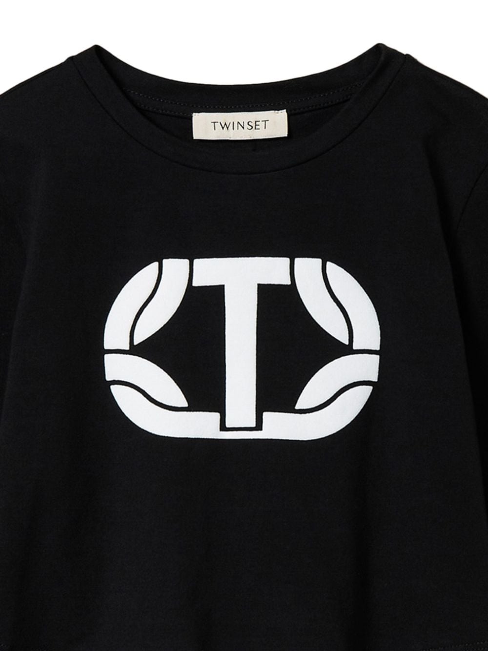 TWINSET Kids logo-print cropped t-shirt - Zwart