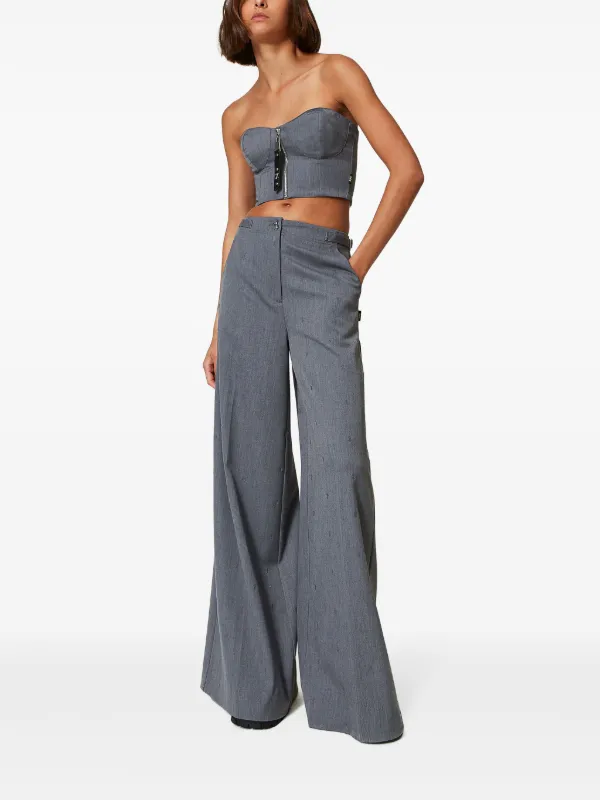 TWINSET MYFO Palazzo Trousers | Grey | FARFETCH ZA