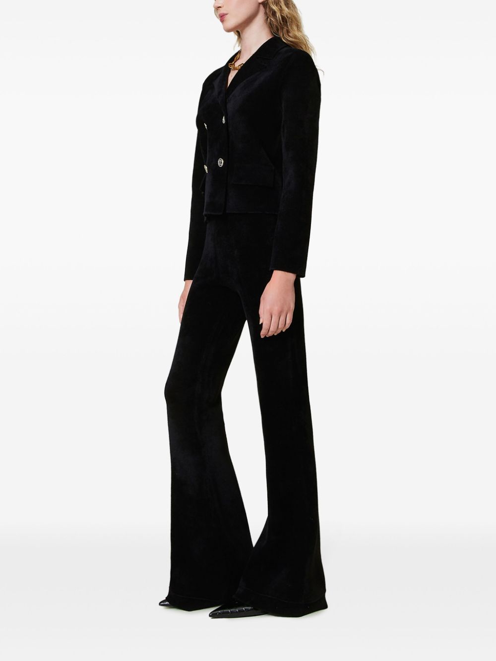 Shop Twinset Oval T Knit Flared Trousers In Black