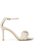 TWINSET 90mm feather-detail suede sandals - Neutrals