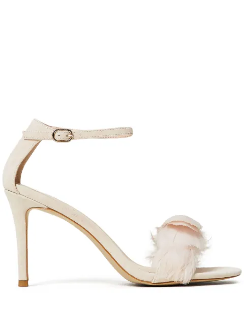 TWINSET 90mm feather-detail suede sandals 
