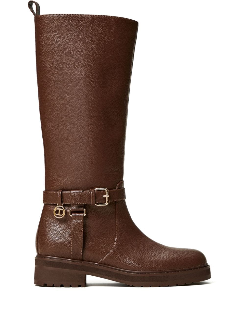 TWINSET 40mm Oval T leather boots Brown