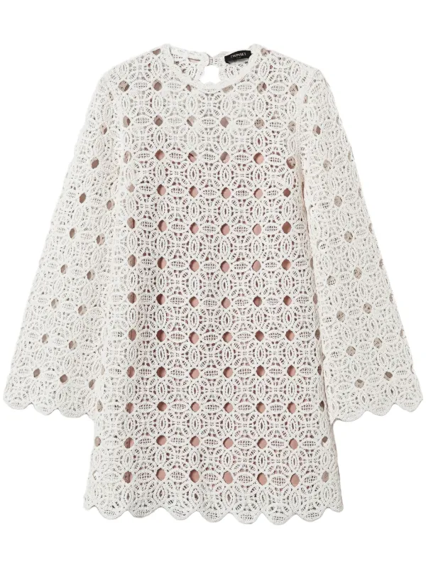 white christmas dresses Balmy Crochet Knit Mini Dress