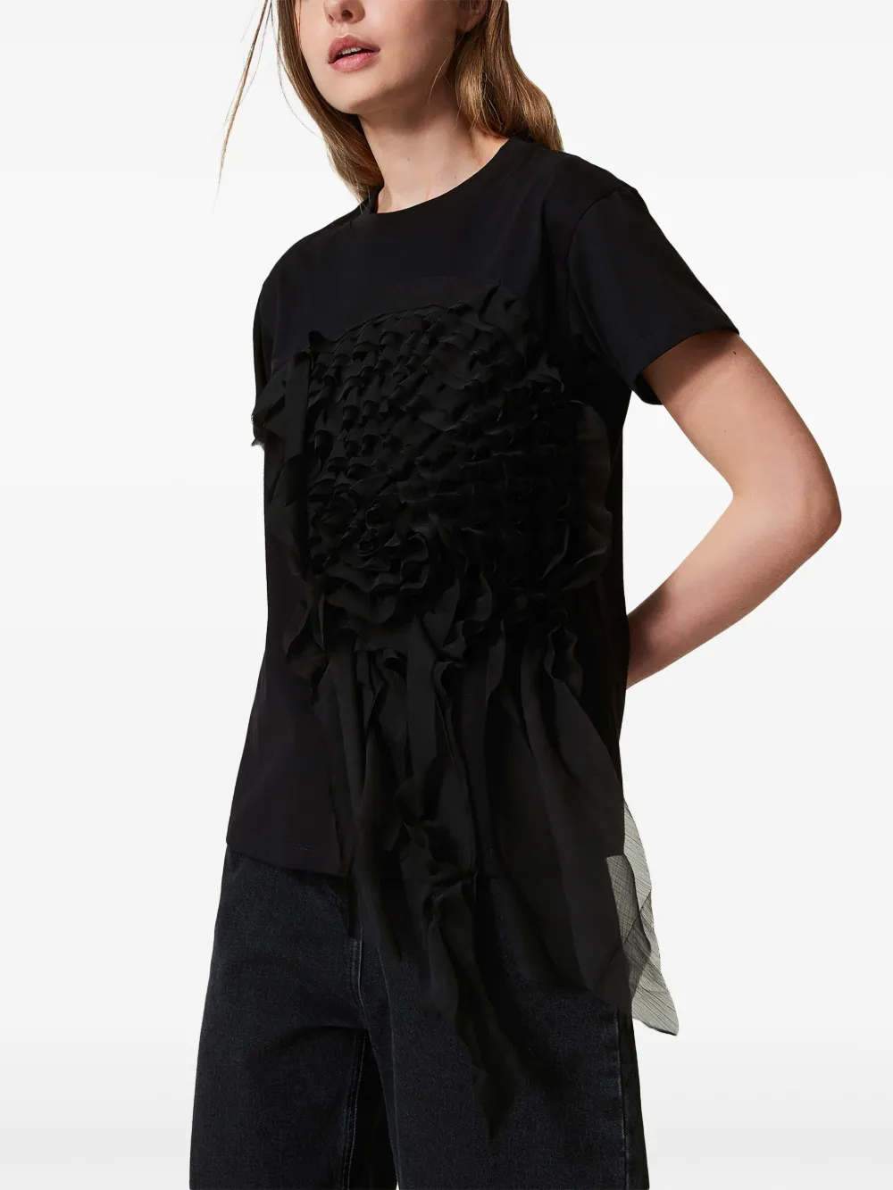 TWINSET T-shirt met ruches Zwart