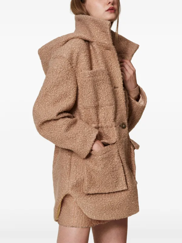 【美品】TWINSET ダブルウール混紡パーカーコート TWINSET パーカーコート | ブラウン | FARFETCH JP