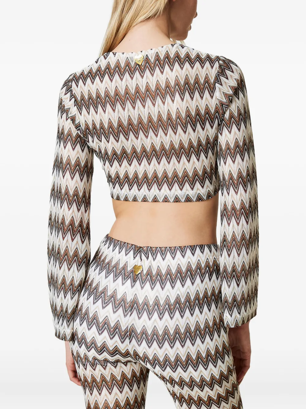 Twinset Chevron Bell-sleeve Top In Multi