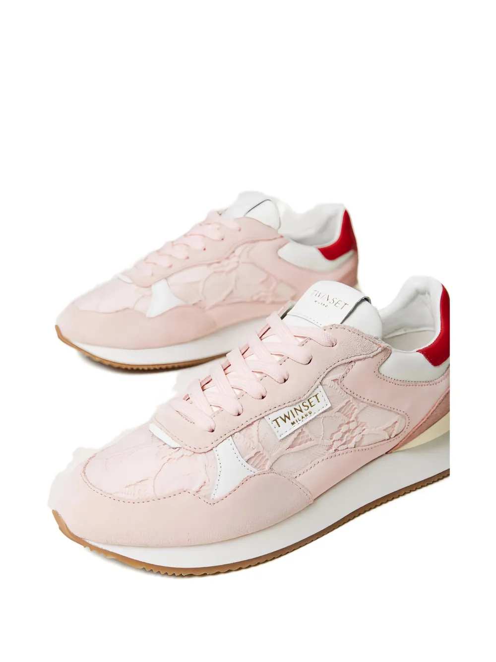 TWINSET lace-insert low-top sneakers Pink