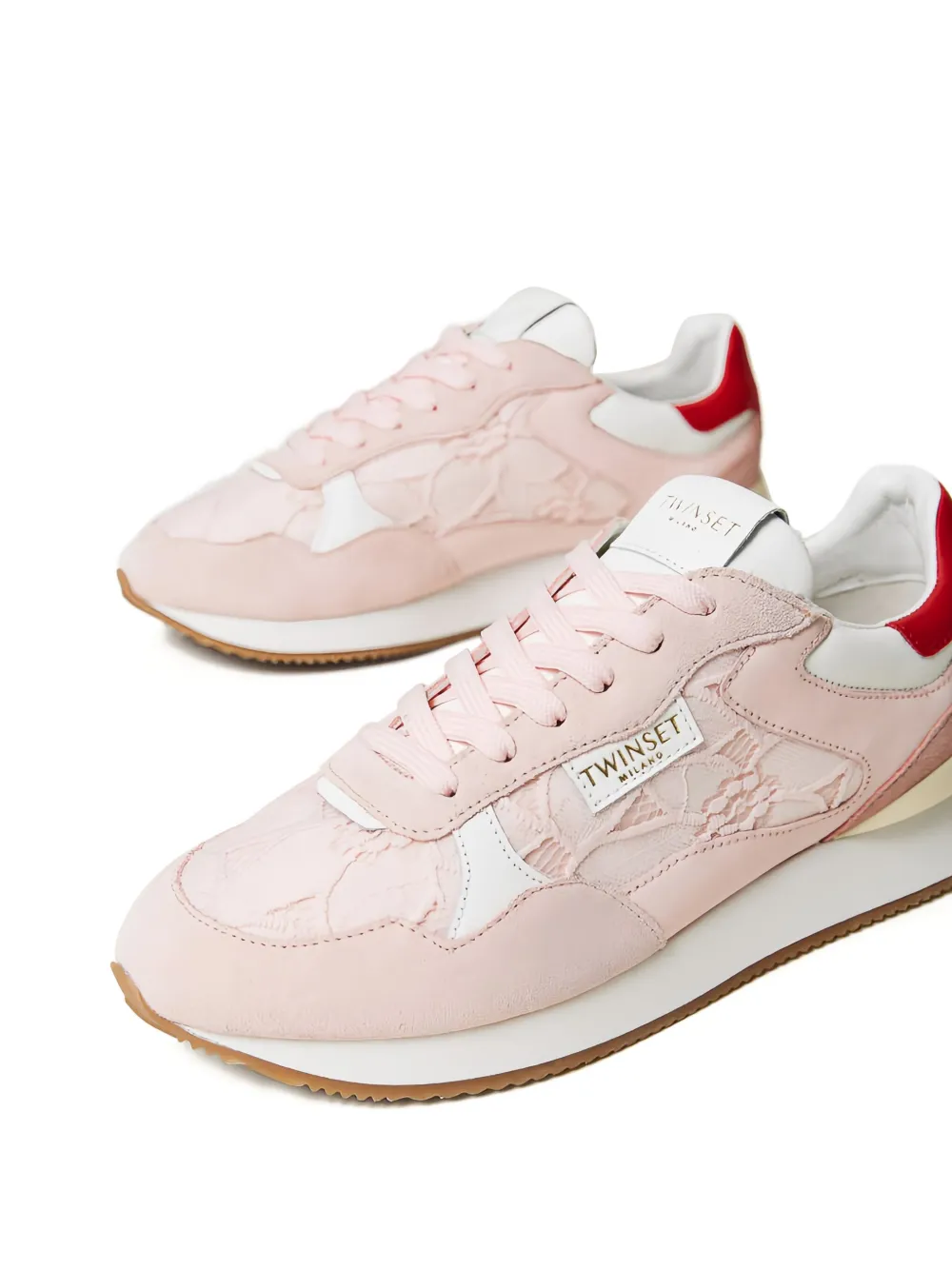 TWINSET lace-insert low-top sneakers Pink