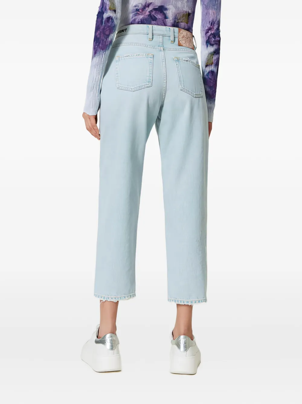 TWINSET Jeans met gerafelde afwerking en vijf zakken Blauw