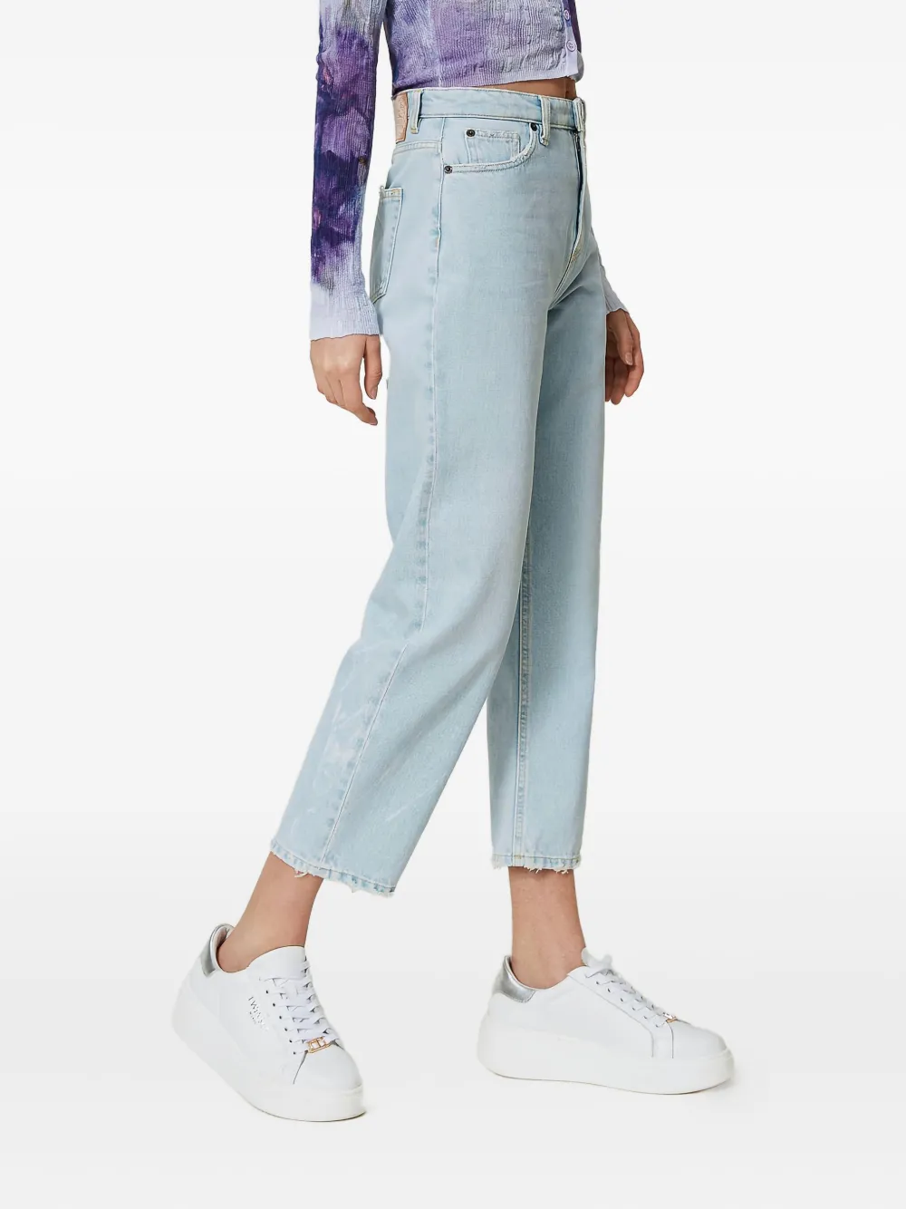 TWINSET Jeans met gerafelde afwerking en vijf zakken Blauw