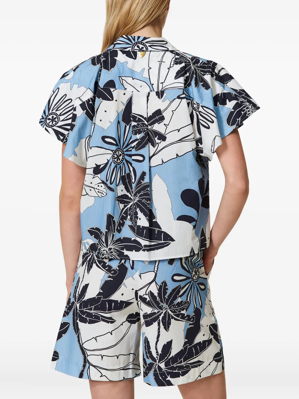 Twinset Floral-print Shorts In Blue