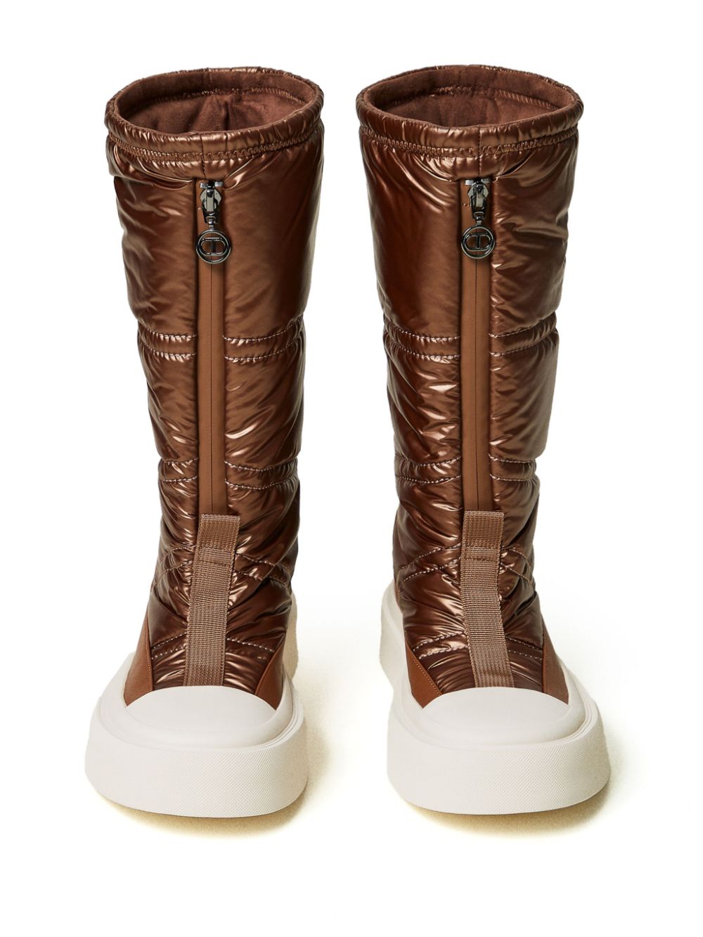 Shop Twinset Logo-appliqué Padded Boots In Brown