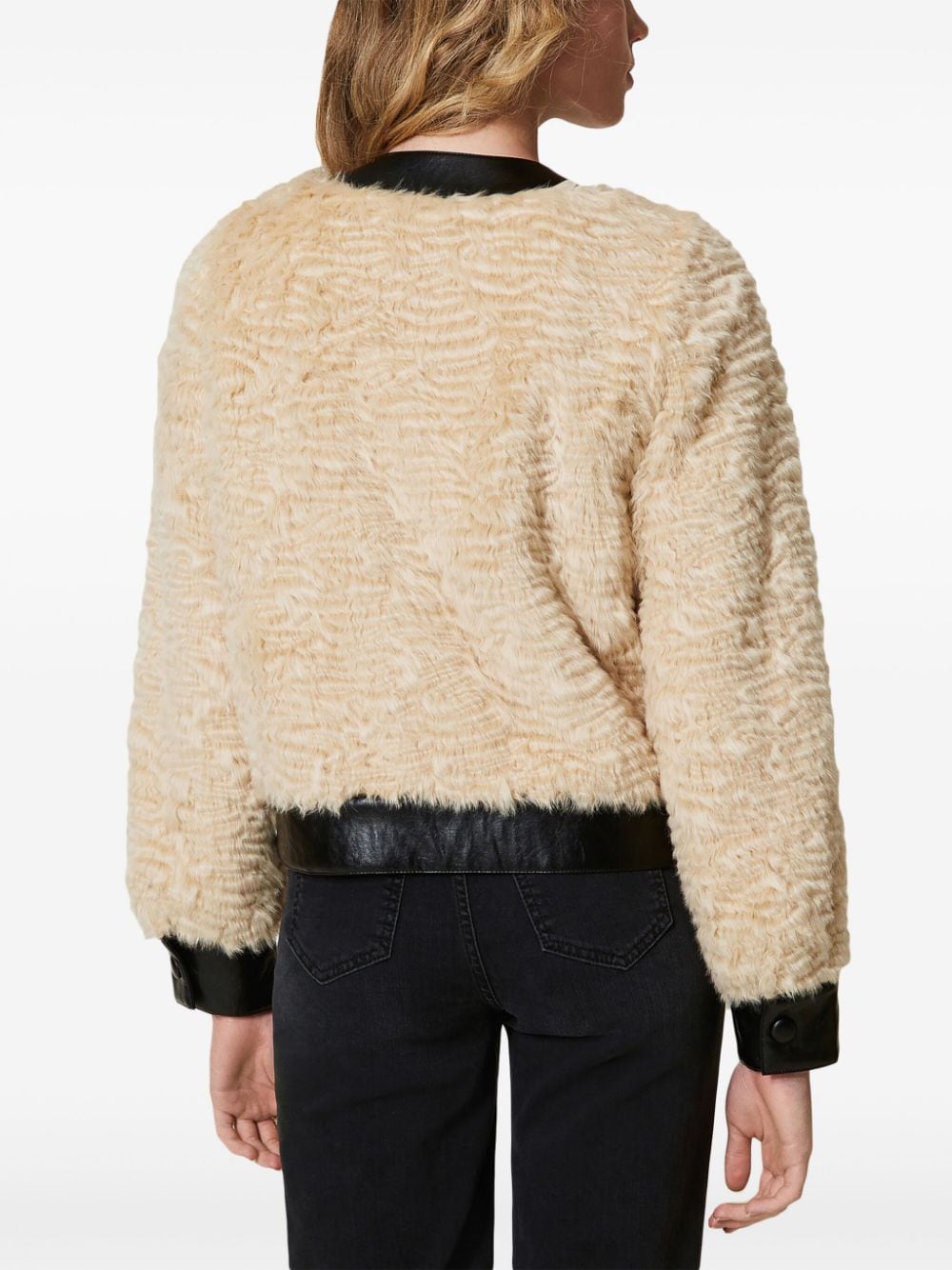 Shop Twinset Faux-fur Jacket In Neutrals