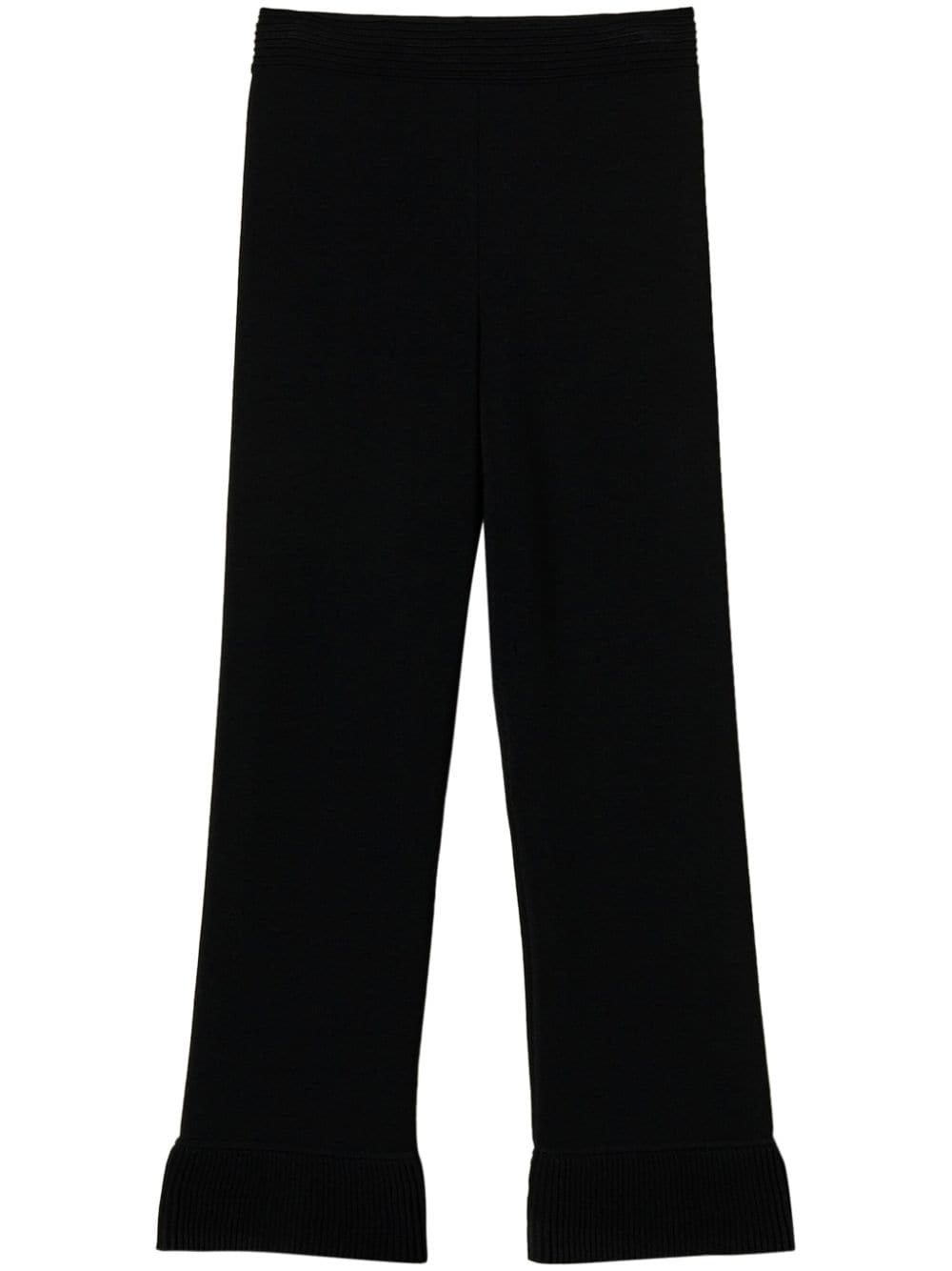 Shop Twinset Flared Knitted Trousers In Black