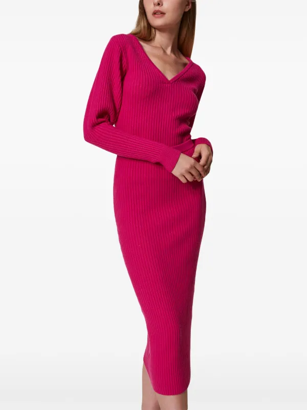 TWINSET Rib Knit Midi Skirt Pink FARFETCH PH