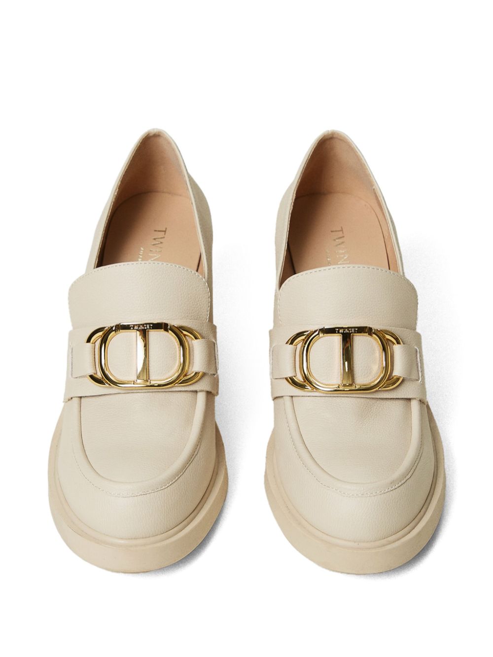 TWINSET 80 mm Oval loafers met T-gesp Beige