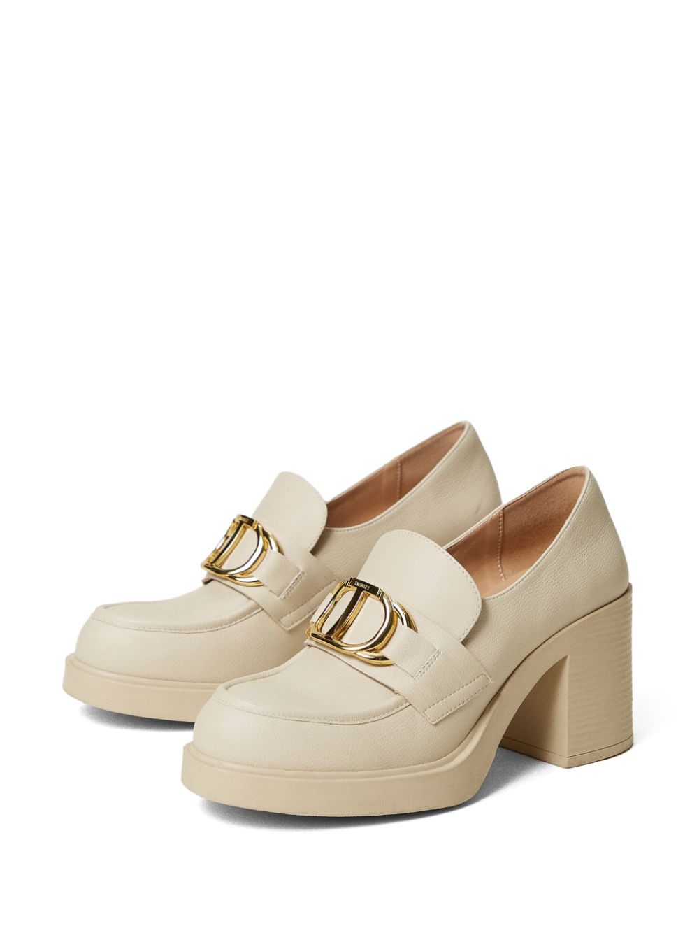 TWINSET 80 mm Oval loafers met T-gesp - Beige