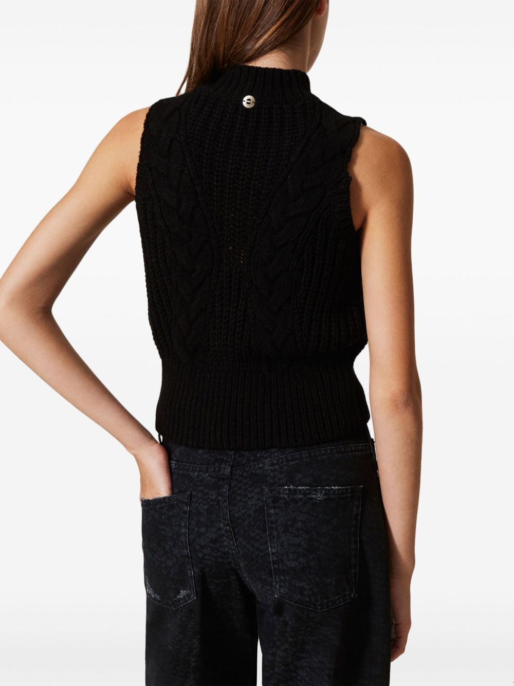 Shop Twinset Cable Knit Top In Black